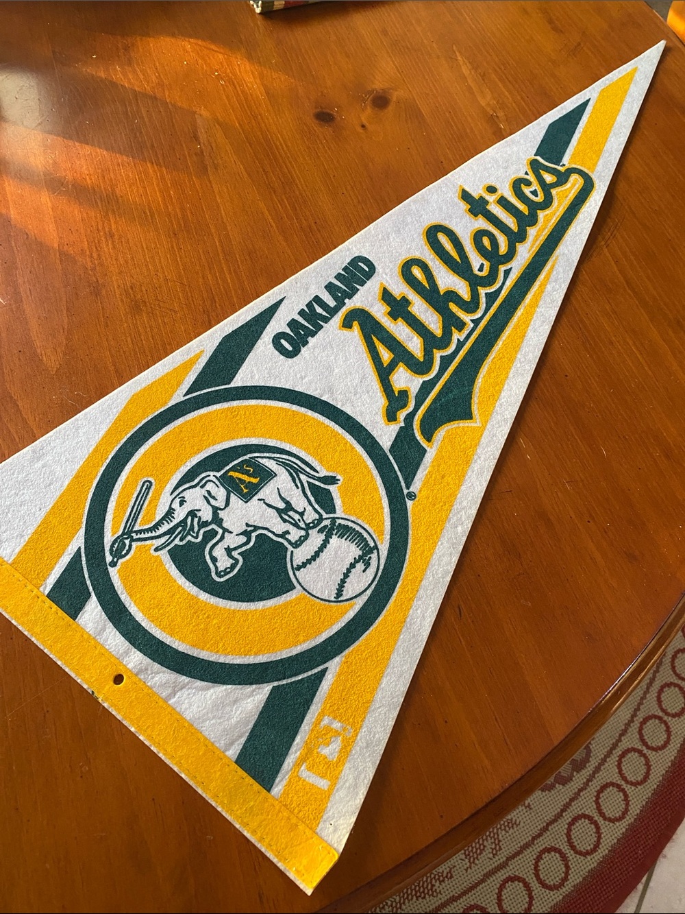 MLB Vintage Oakland Athletics Felt Pennant in Yellow & Green Sports Fan